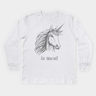 Unicorn Head Kids Long Sleeve T-Shirt